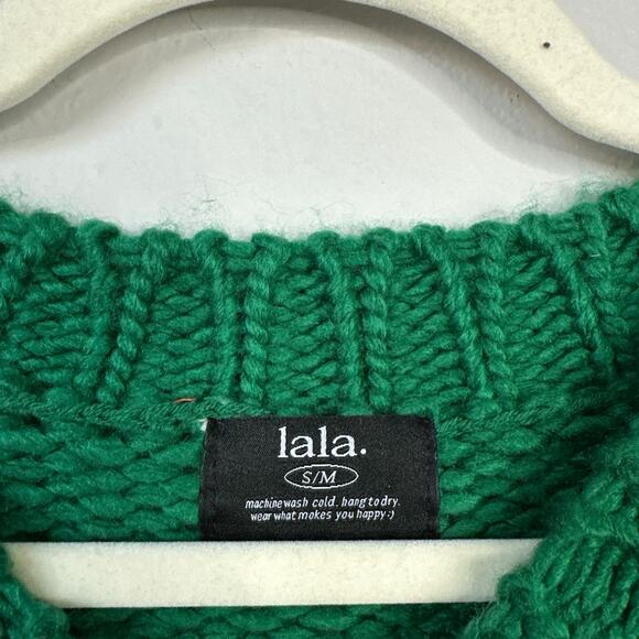 DRESSED IN LALA I’m A Weirdo Slouchy Knit Sweater Green Pink Chunky Small Medium - Picture 5 of 8